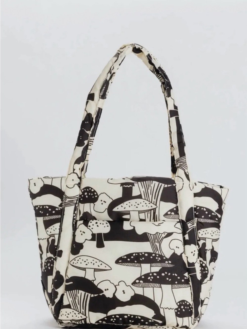 BAGGU Black & Cream Mushroom Puffy Tote